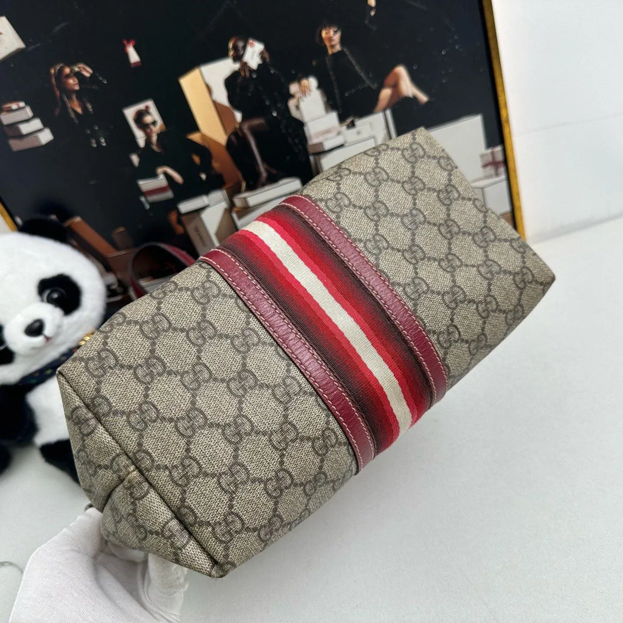 Gucci GG Canvas Red and Beige  Tote Bag (12271977)
