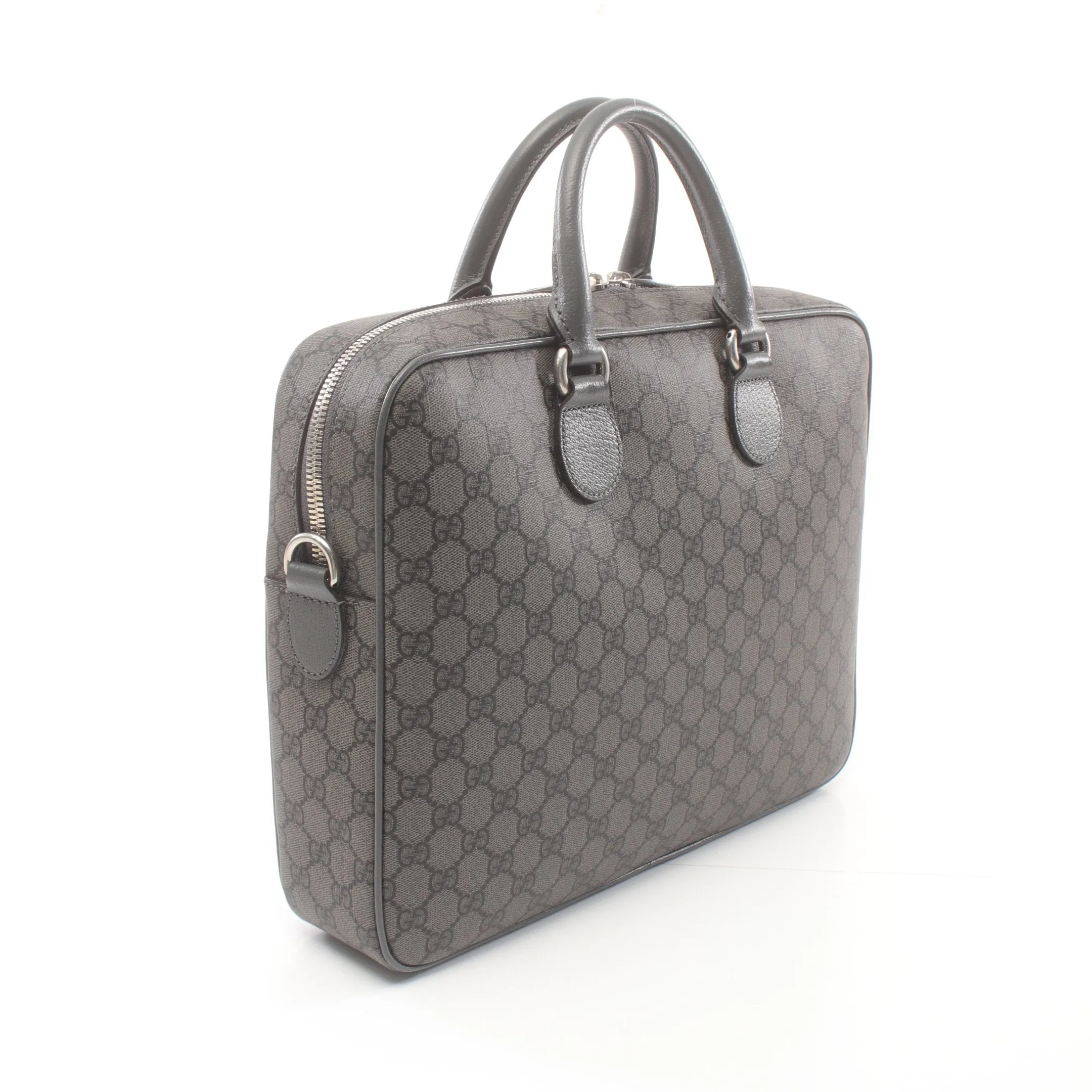 Gucci Ophidia Gg Supreme Medium Briefcase Leather Gray