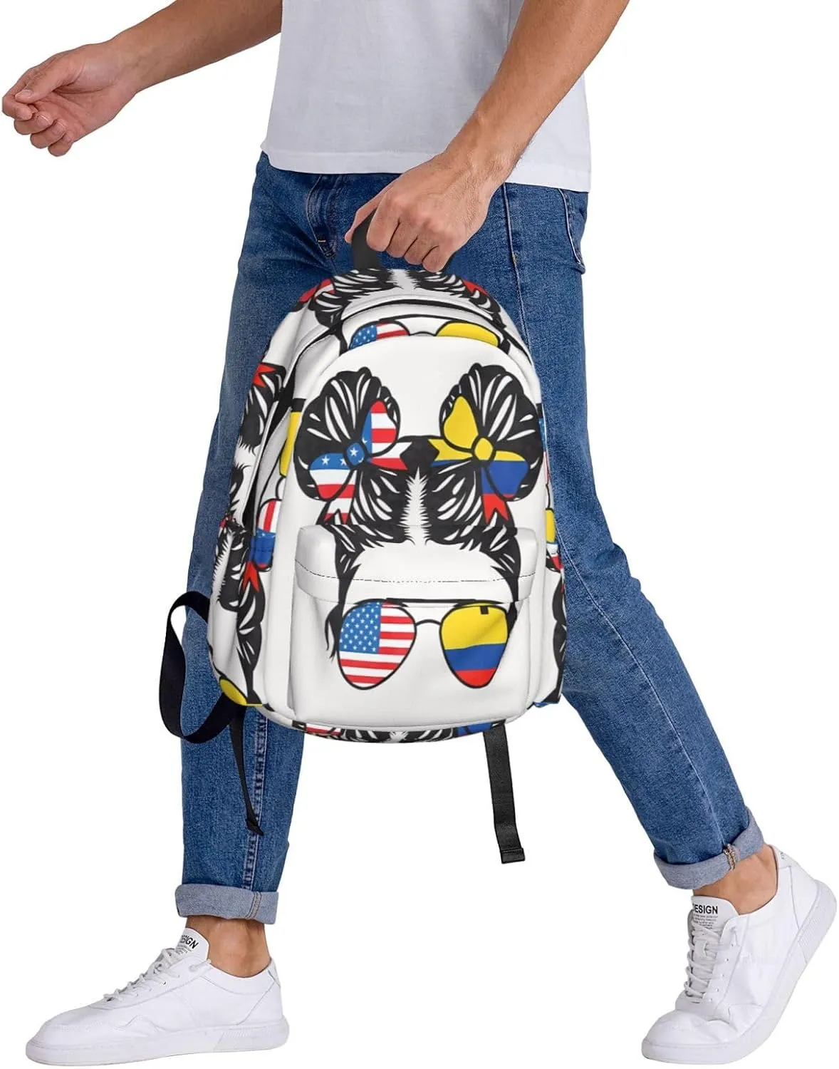 Half American Half Colombian Women Colombia Flag Large Travel Backpack Casual Backpacks Laptop Daypack Working Rucksack Lightweight Back Pack Sports Bag with Adjustable Shoulder Strap