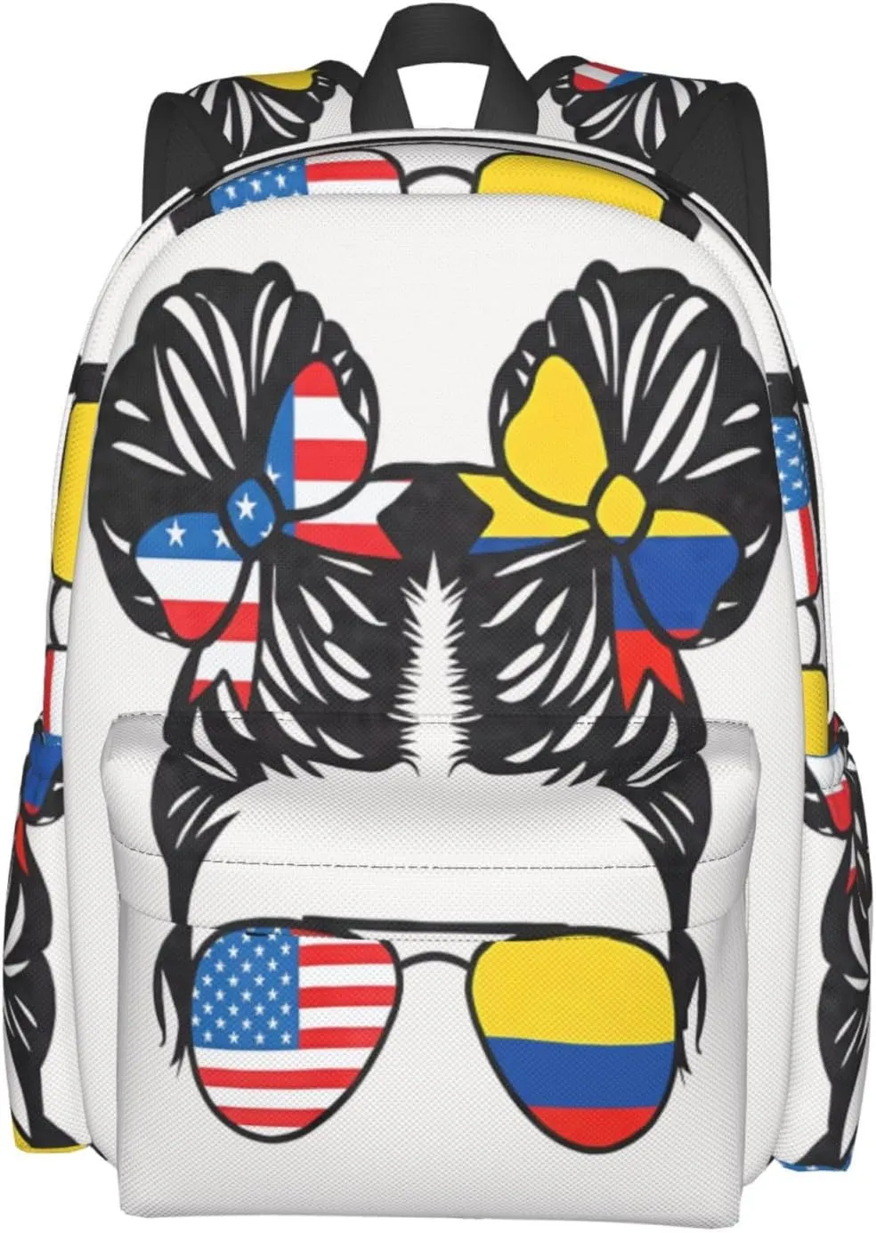 Half American Half Colombian Women Colombia Flag Large Travel Backpack Casual Backpacks Laptop Daypack Working Rucksack Lightweight Back Pack Sports Bag with Adjustable Shoulder Strap