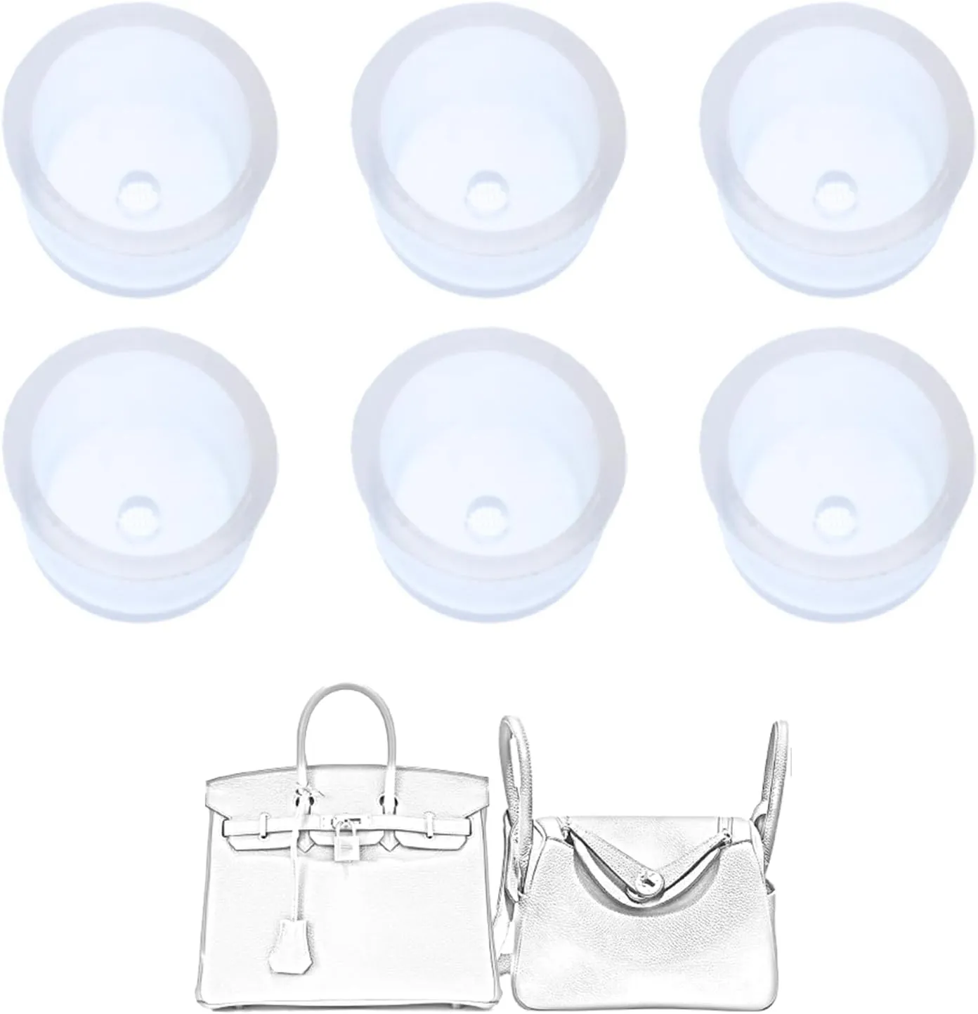 Handbag Feet Silicone Transparent Protector, Compatible with Birkin 25,30,35/Lindy 26,30. Precisely Fit Purse Hardware (Birkin 25,30,35/Lindy 26,30)
