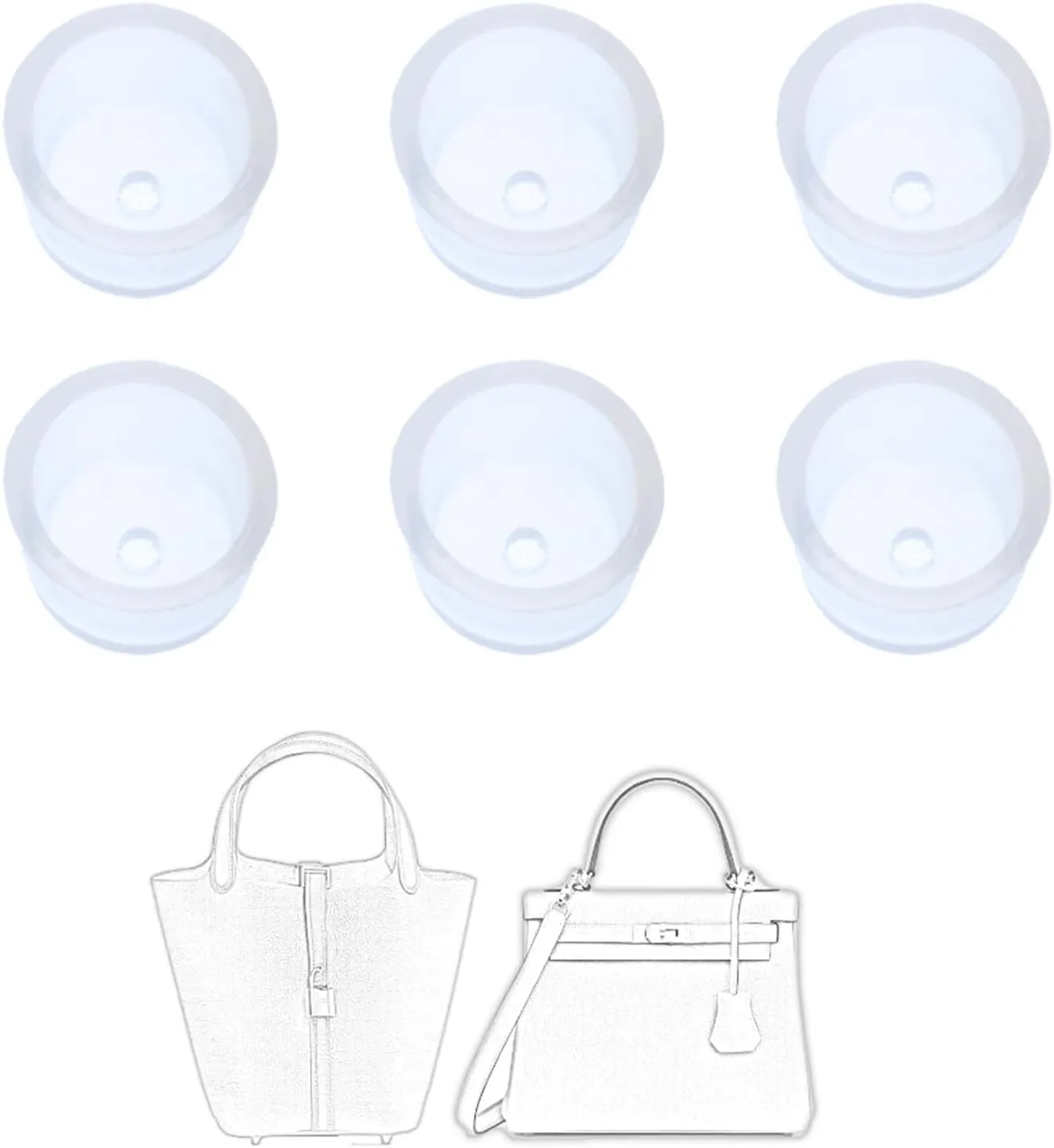 Handbag Feet Silicone Transparent Protector, Compatible with Kelly 25,28,32 /Picotin 18,22. Precisely Fit Purse Hardware (Kelly 25,28,32 /Picotin 18,22)