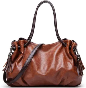 Handbags and Purses for Women Fashion Shoulder Bag Tassle Crossbody Bag Tote Satchel Top Handle Bag(Black)