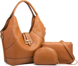 Handbags for Women Fashion Tote Bags Shoulder Bag Top Handle Satchel Purse Set 3pcs(Yellow)