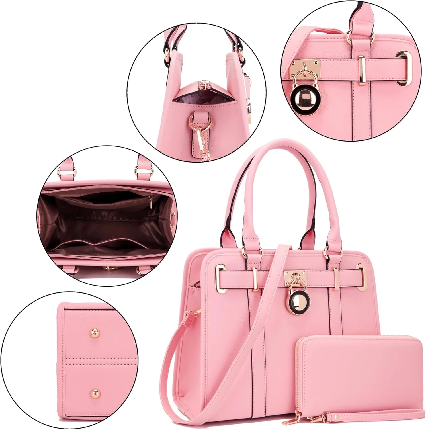 Handbags Sets For Women Shoulder Bags Top Handle Work Satchel Tote Purses Set With Matching Wallet 2pcs