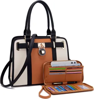 Handbags Sets For Women Shoulder Bags Top Handle Work Satchel Tote Purses Set With Matching Wallet 2pcs