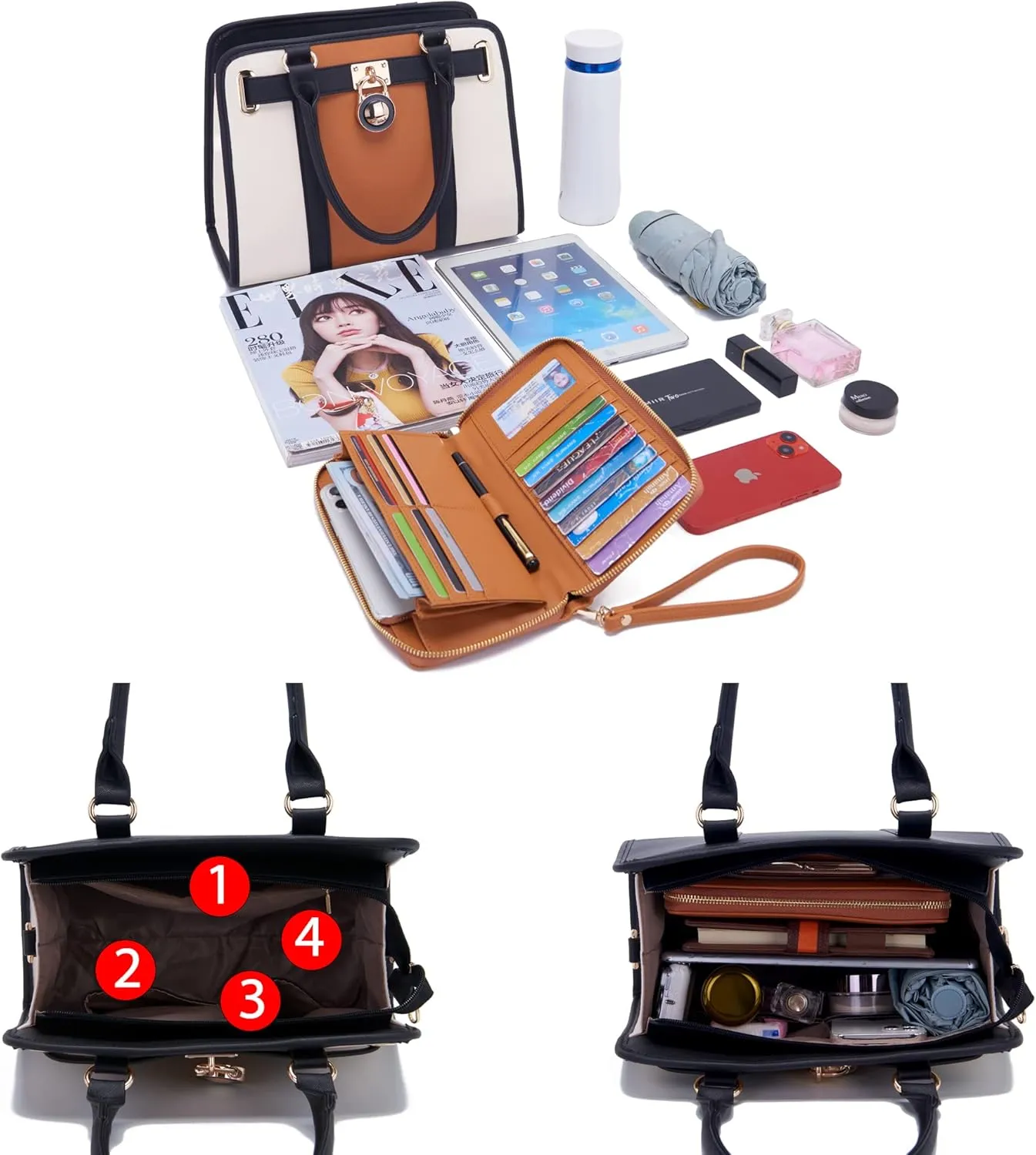 Handbags Sets For Women Shoulder Bags Top Handle Work Satchel Tote Purses Set With Matching Wallet 2pcs