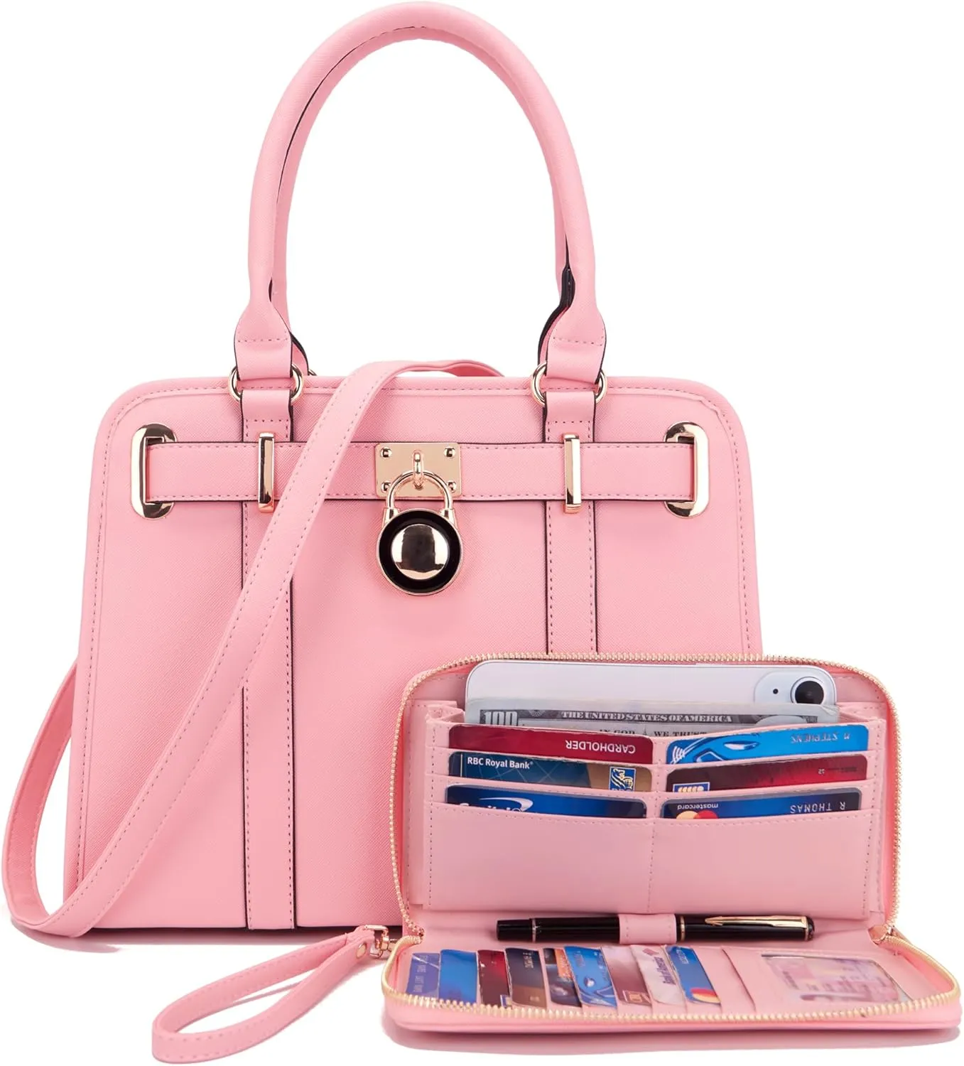 Handbags Sets For Women Shoulder Bags Top Handle Work Satchel Tote Purses Set With Matching Wallet 2pcs