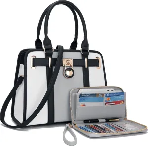 Handbags Sets For Women Shoulder Bags Top Handle Work Satchel Tote Purses Set With Matching Wallet 2pcs