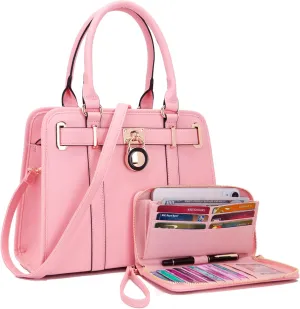 Handbags Sets For Women Shoulder Bags Top Handle Work Satchel Tote Purses Set With Matching Wallet 2pcs