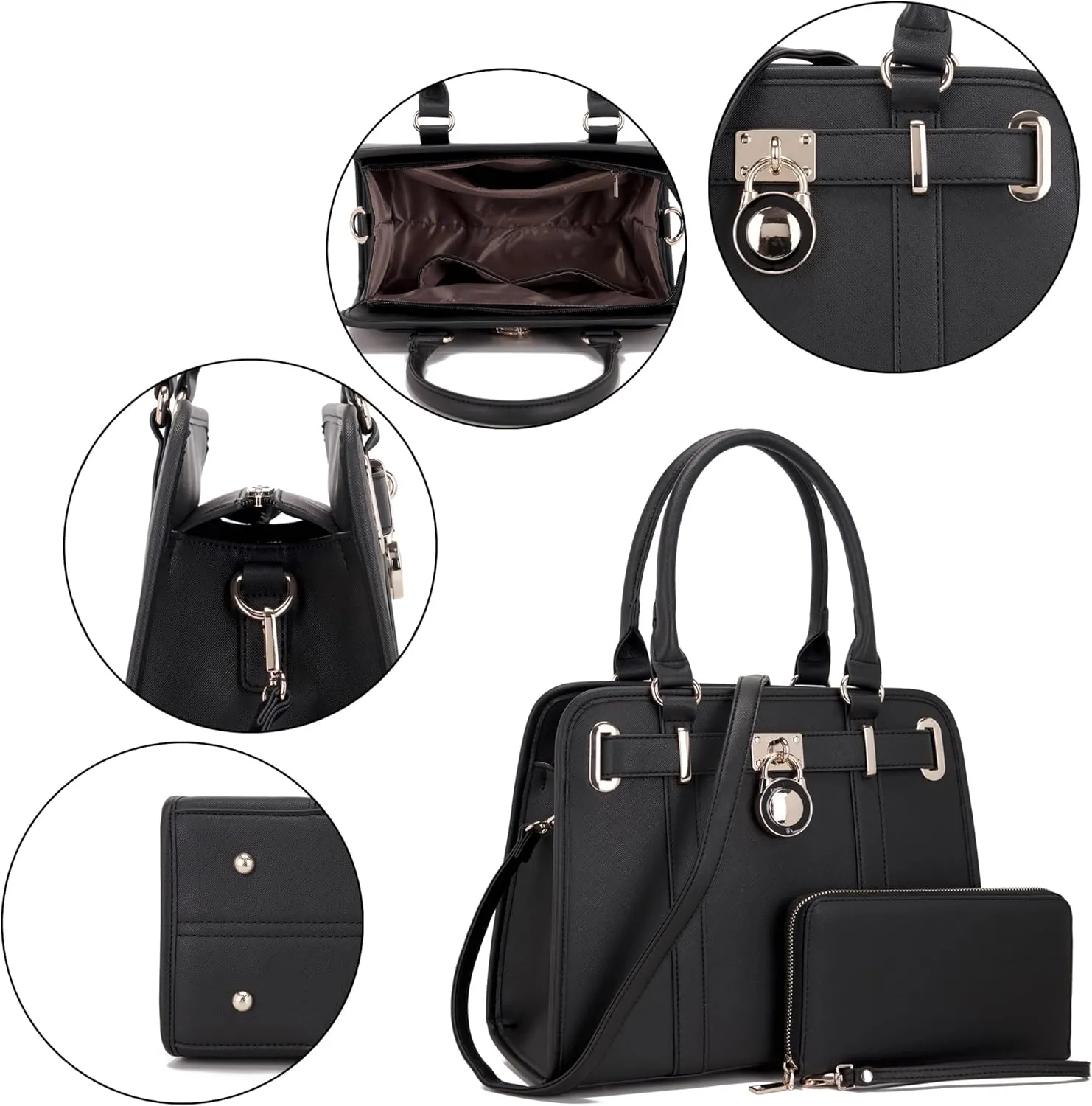 Handbags Sets For Women Shoulder Bags Top Handle Work Satchel Tote Purses Set With Matching Wallet 2pcs