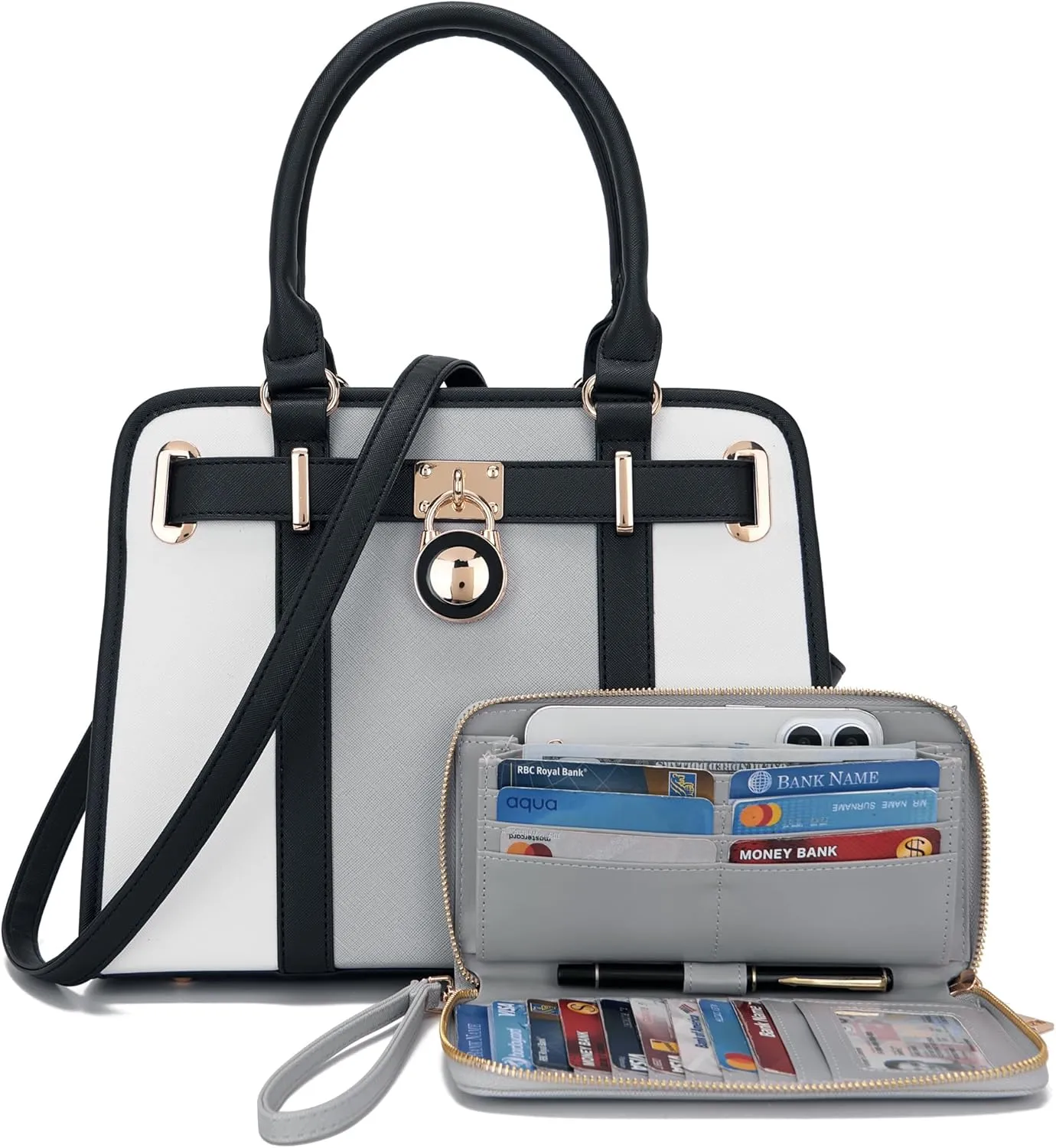Handbags Sets For Women Shoulder Bags Top Handle Work Satchel Tote Purses Set With Matching Wallet 2pcs