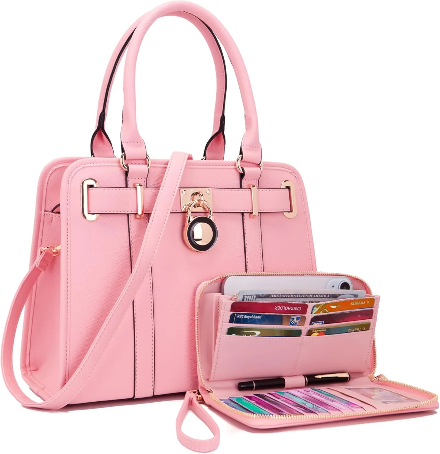 Handbags Sets For Women Shoulder Bags Top Handle Work Satchel Tote Purses Set With Matching Wallet 2pcs
