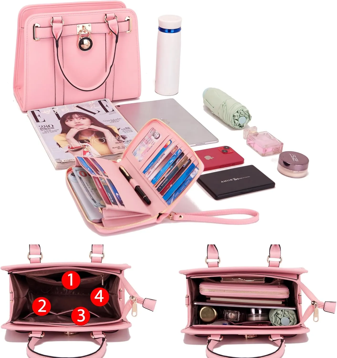 Handbags Sets For Women Shoulder Bags Top Handle Work Satchel Tote Purses Set With Matching Wallet 2pcs