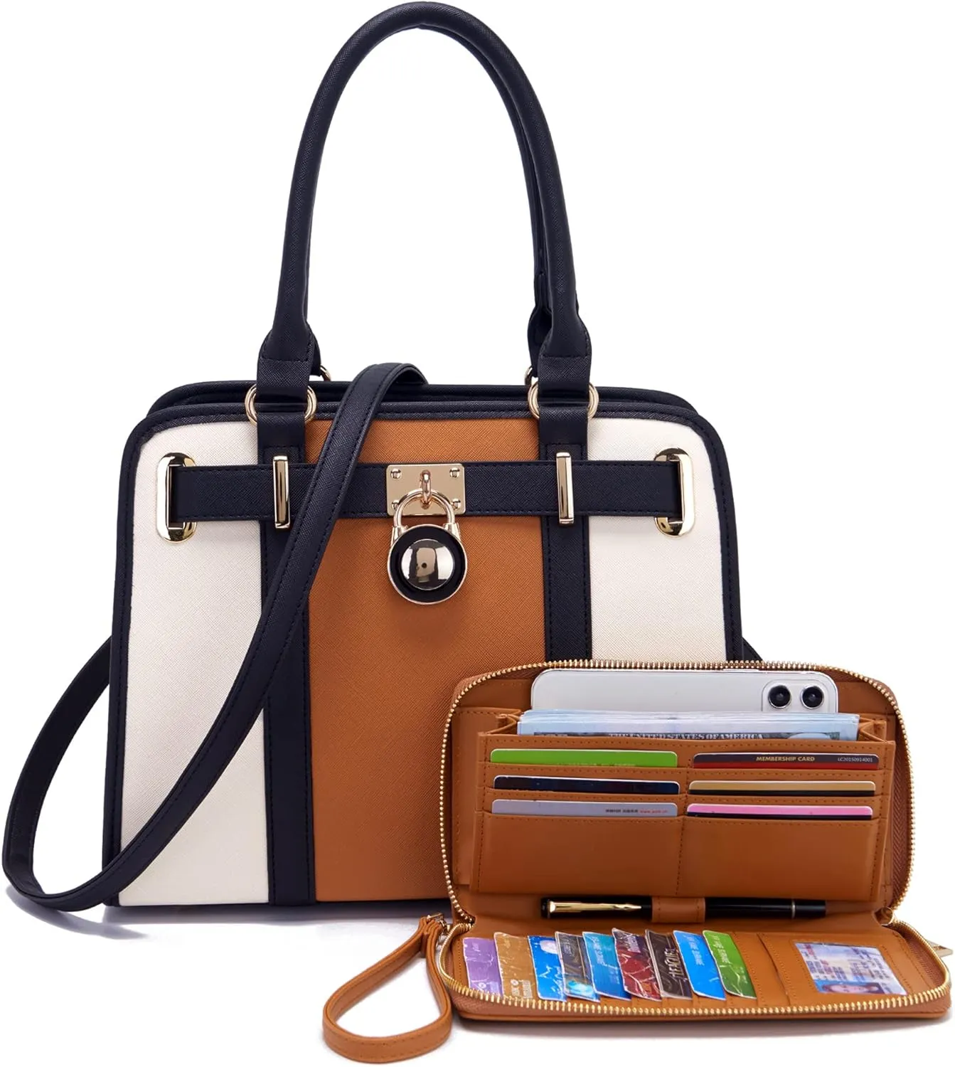 Handbags Sets For Women Shoulder Bags Top Handle Work Satchel Tote Purses Set With Matching Wallet 2pcs