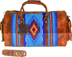 Handmade Premium Duffle Bag leather heavy duty Gym Sports Airplane Overnight Luggage Carry On Unisex Travel woven Rug Bag Wollen Hand Bag Gift for His/Her_09