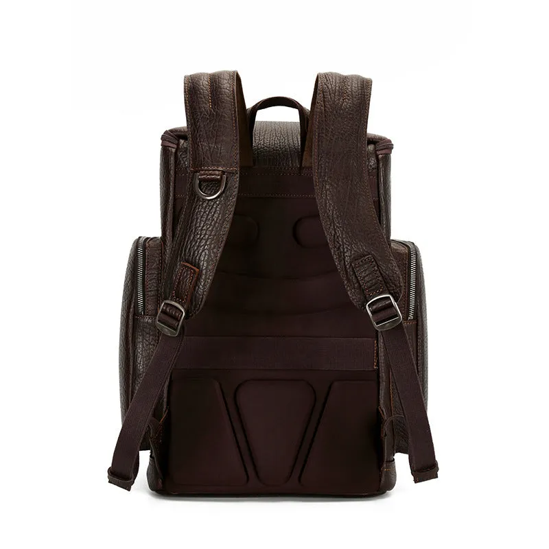 Handmade Vintage Top-Loader Zipper Full-Grain Leather Men’s Backpack