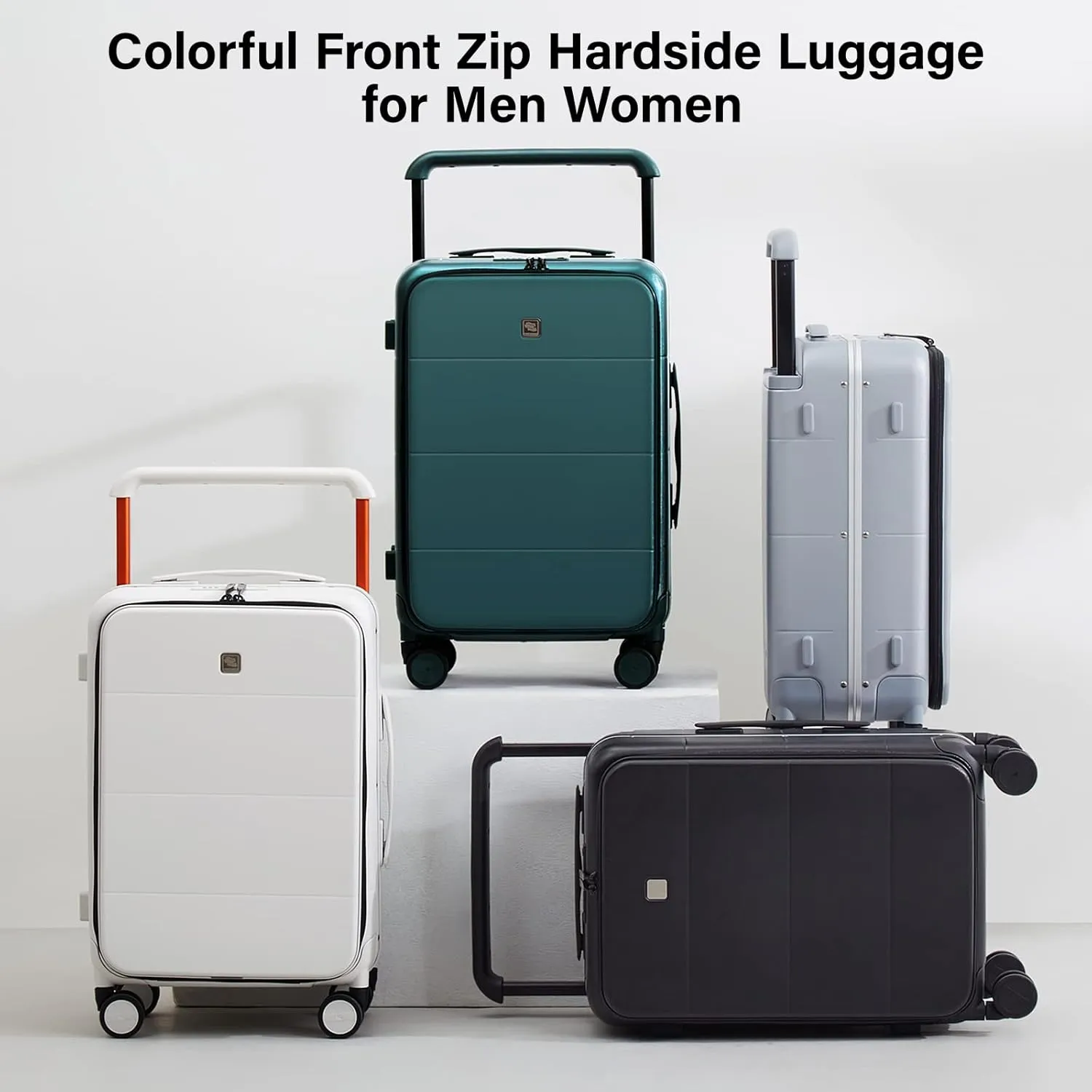 Hanke Luggage Hard Shell Suitcases 24 Inch Checked-Medium Luggage with Spinner Wheels TSA Approved Travel Luggage Wide Handle for Men Women(Smoke White)