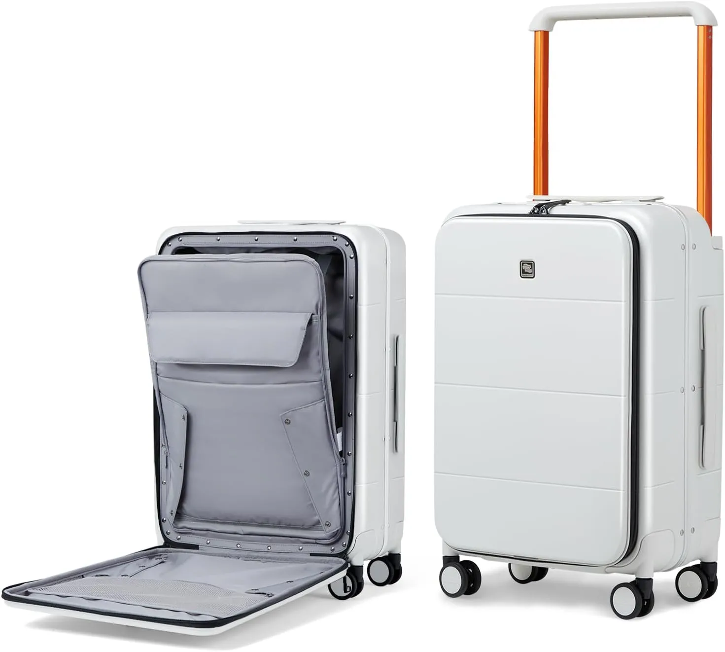 Hanke Luggage Hard Shell Suitcases 24 Inch Checked-Medium Luggage with Spinner Wheels TSA Approved Travel Luggage Wide Handle for Men Women(Smoke White)