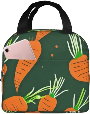 Happy carrot Print Stylish Leakproof Lunch Tote, Portable Handbag - Work, Beach, Picnics,Outdoors