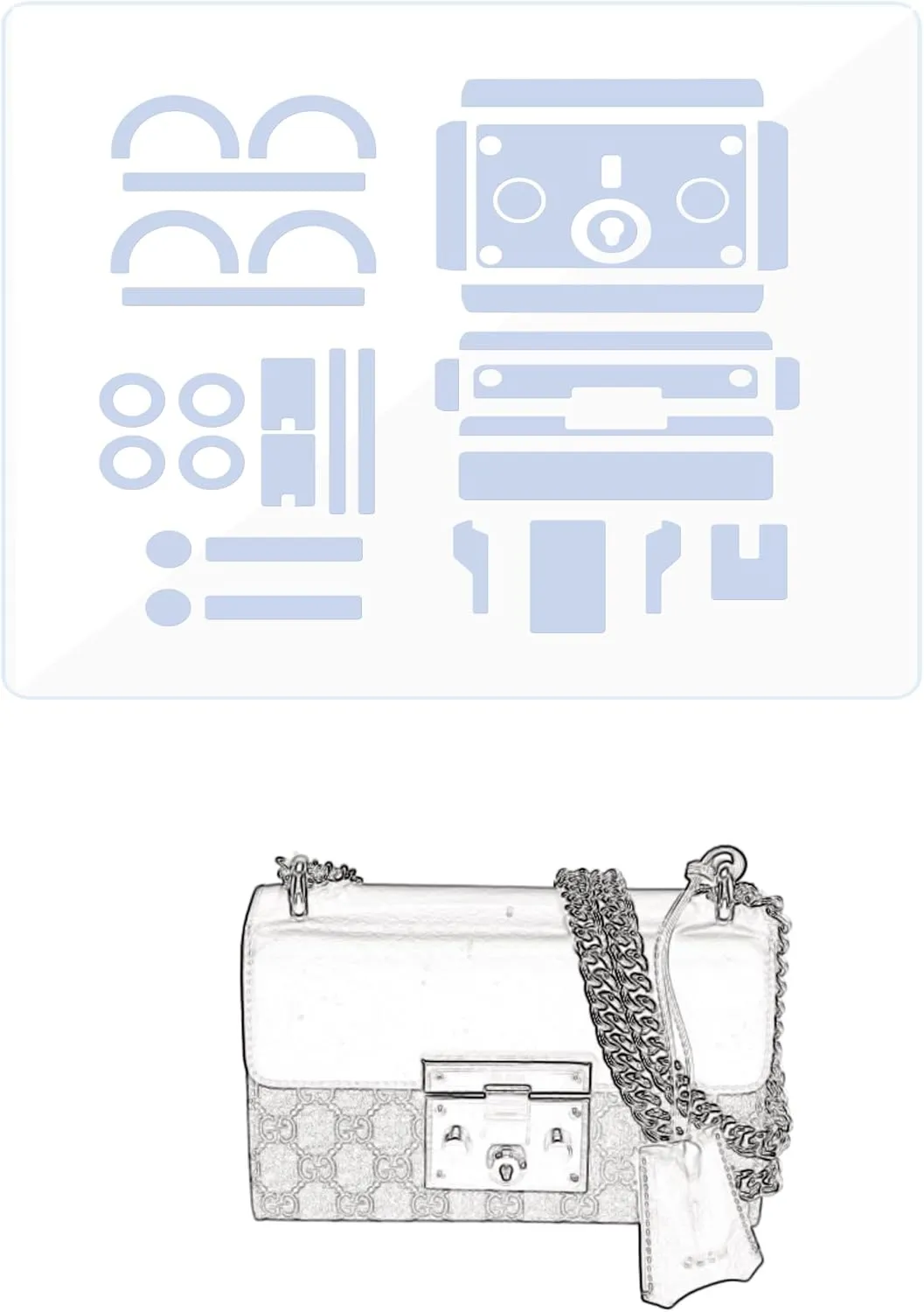 Hardware Protective Film, Compatible with Gucci Padlock Small Shoulder Bag(Box Bag) Purse Hardware Sticker Transparent, Anti-Scratch, Clear