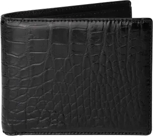 HATA Men Leather Wallet Croc RFID Blocking Front Pocket AIIigator Handmade Gift For Birthday Wedding Anniversary Father's Day