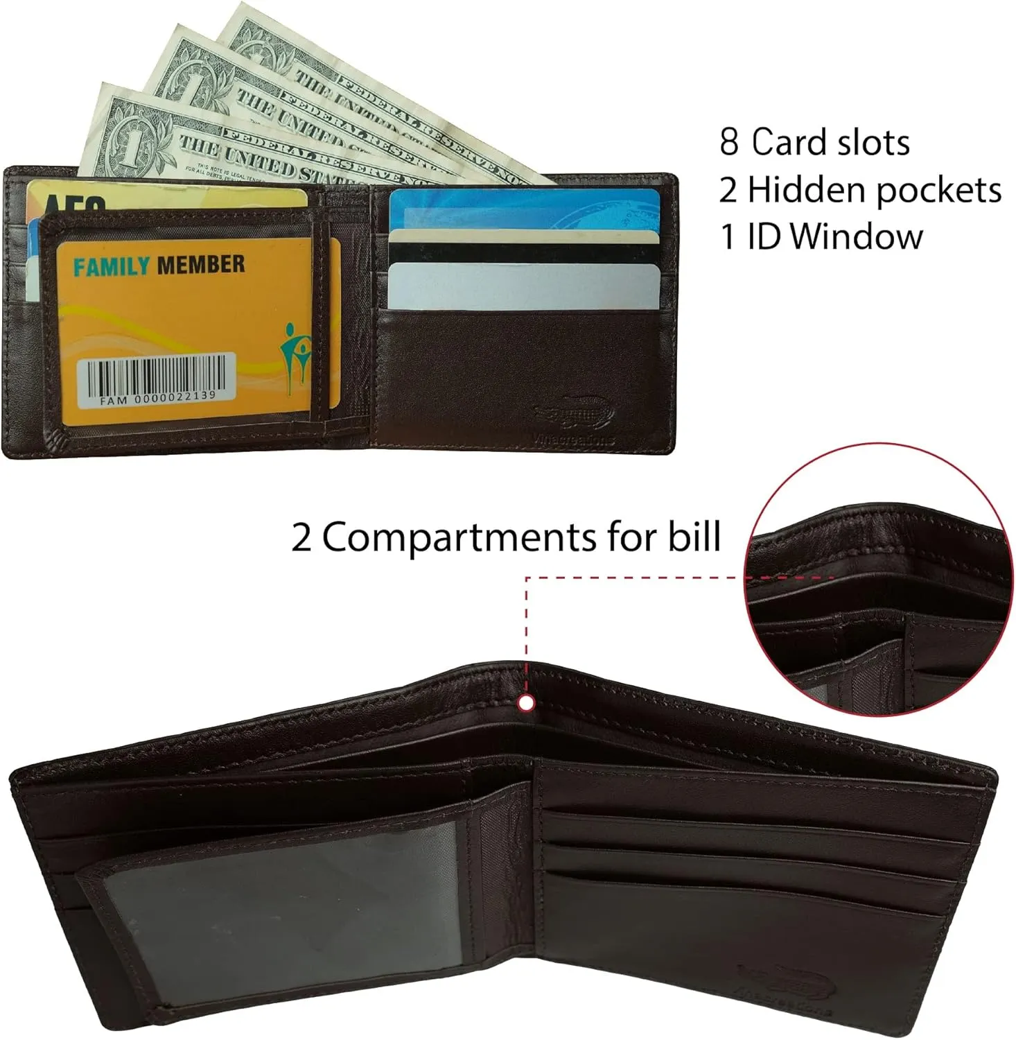 HATA Men Leather Wallet Croc RFID Blocking Front Pocket AIIigator Handmade Gift For Birthday Wedding Anniversary Father's Day