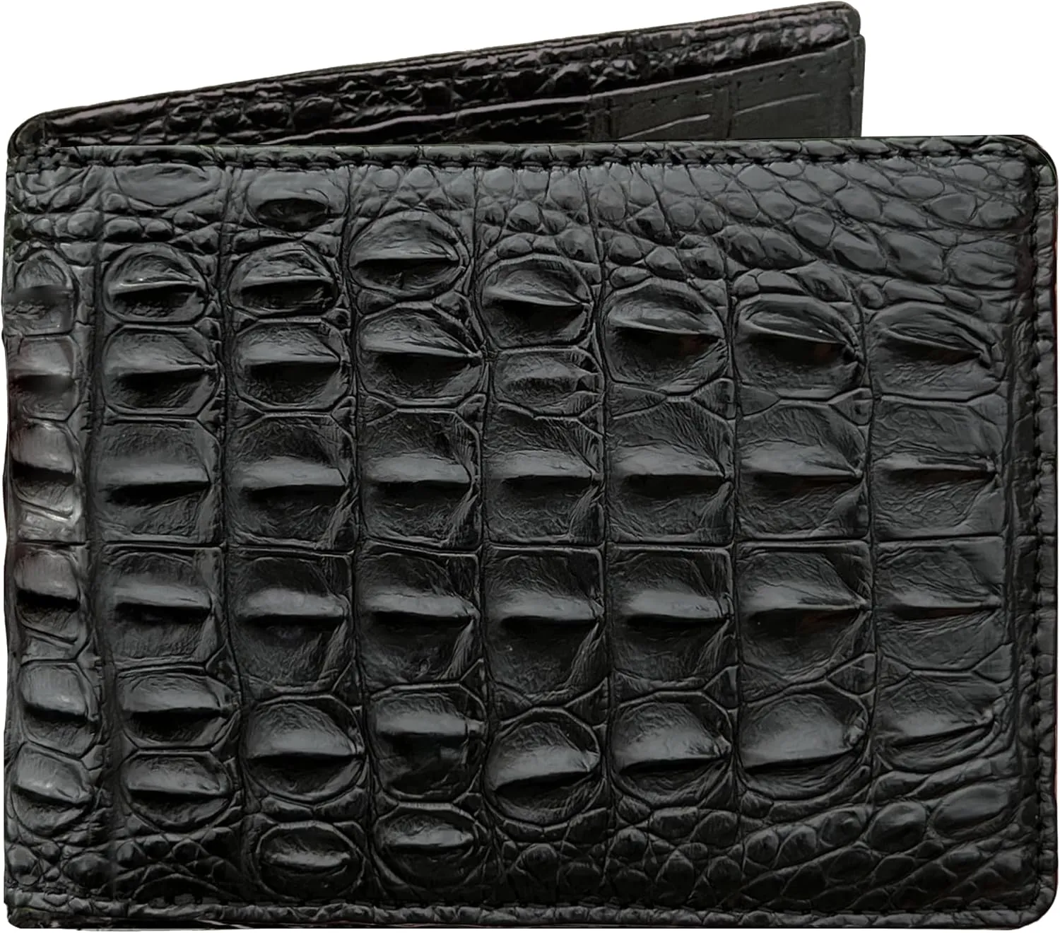 HATA Men Leather Wallet Croc RFID Blocking Front Pocket AIIigator Handmade Gift For Birthday Wedding Anniversary Father's Day