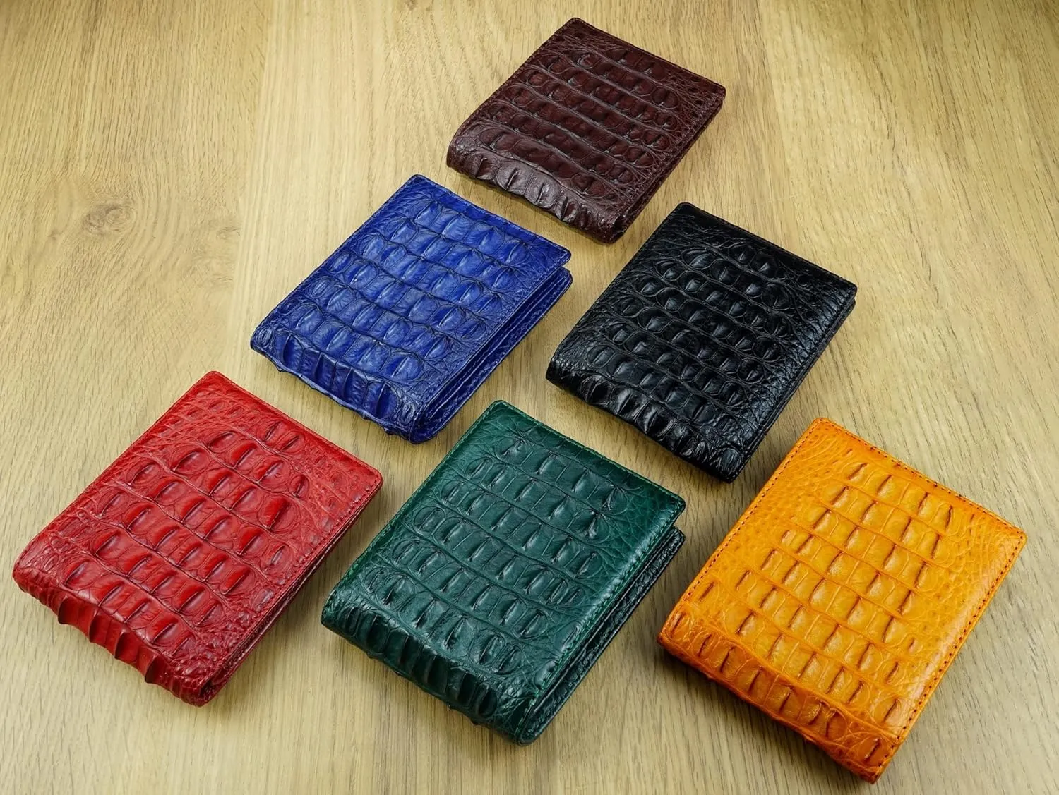 HATA Men Leather Wallet Croc RFID Blocking Front Pocket AIIigator Handmade Gift For Birthday Wedding Anniversary Father's Day