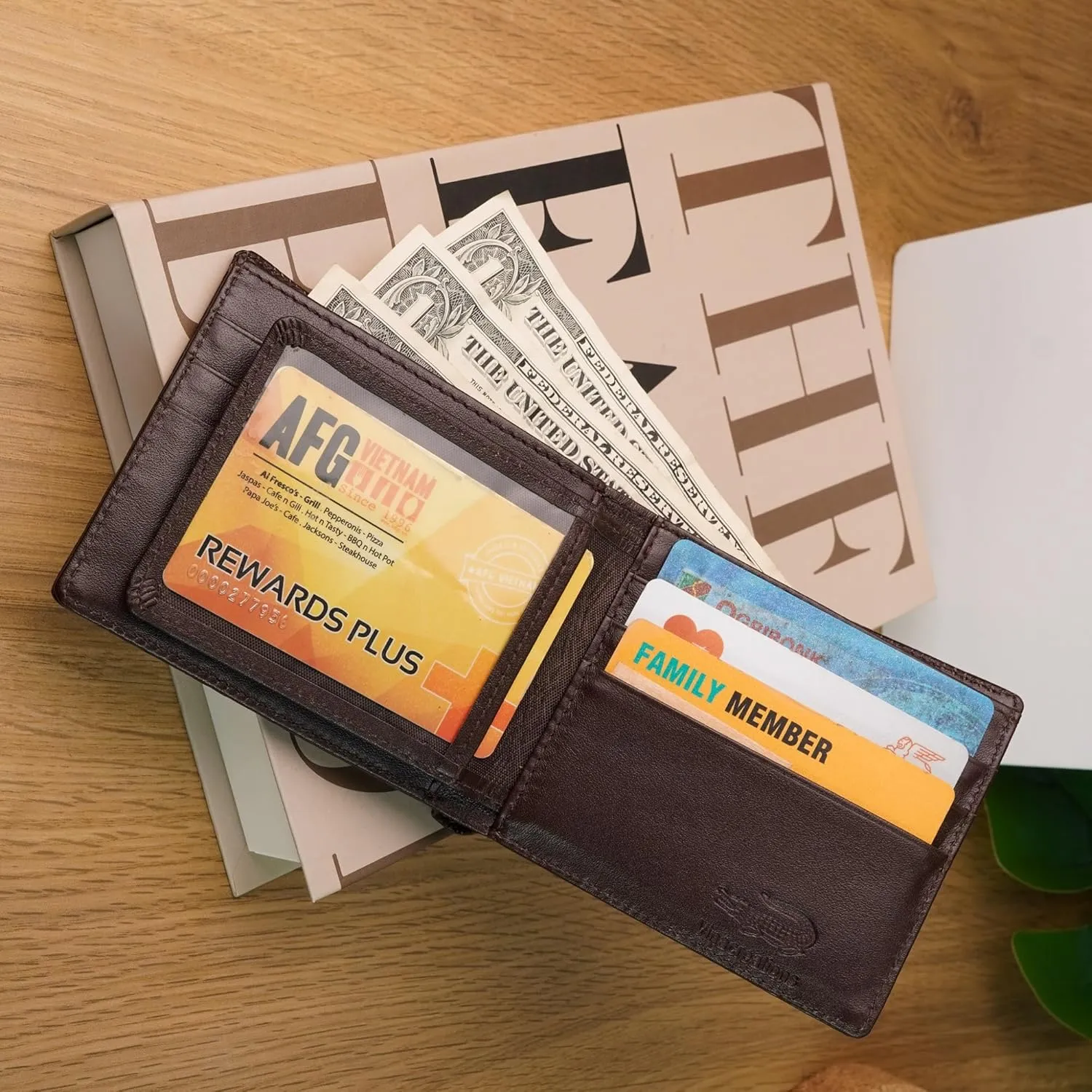 HATA Men Leather Wallet Croc RFID Blocking Front Pocket AIIigator Handmade Gift For Birthday Wedding Anniversary Father's Day