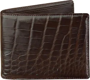 HATA Men Leather Wallet Croc RFID Blocking Front Pocket AIIigator Handmade Gift For Birthday Wedding Anniversary Father's Day
