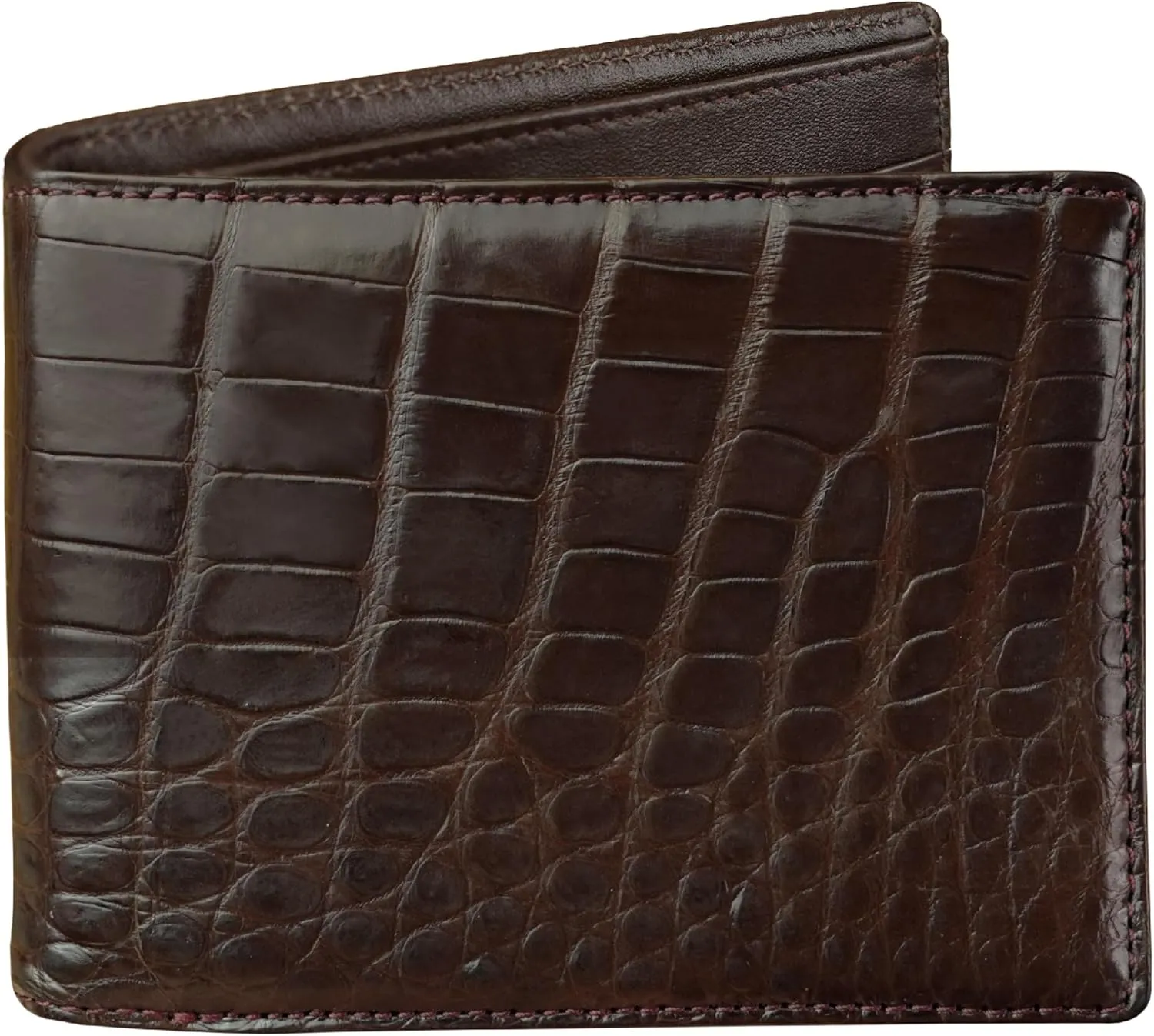 HATA Men Leather Wallet Croc RFID Blocking Front Pocket AIIigator Handmade Gift For Birthday Wedding Anniversary Father's Day