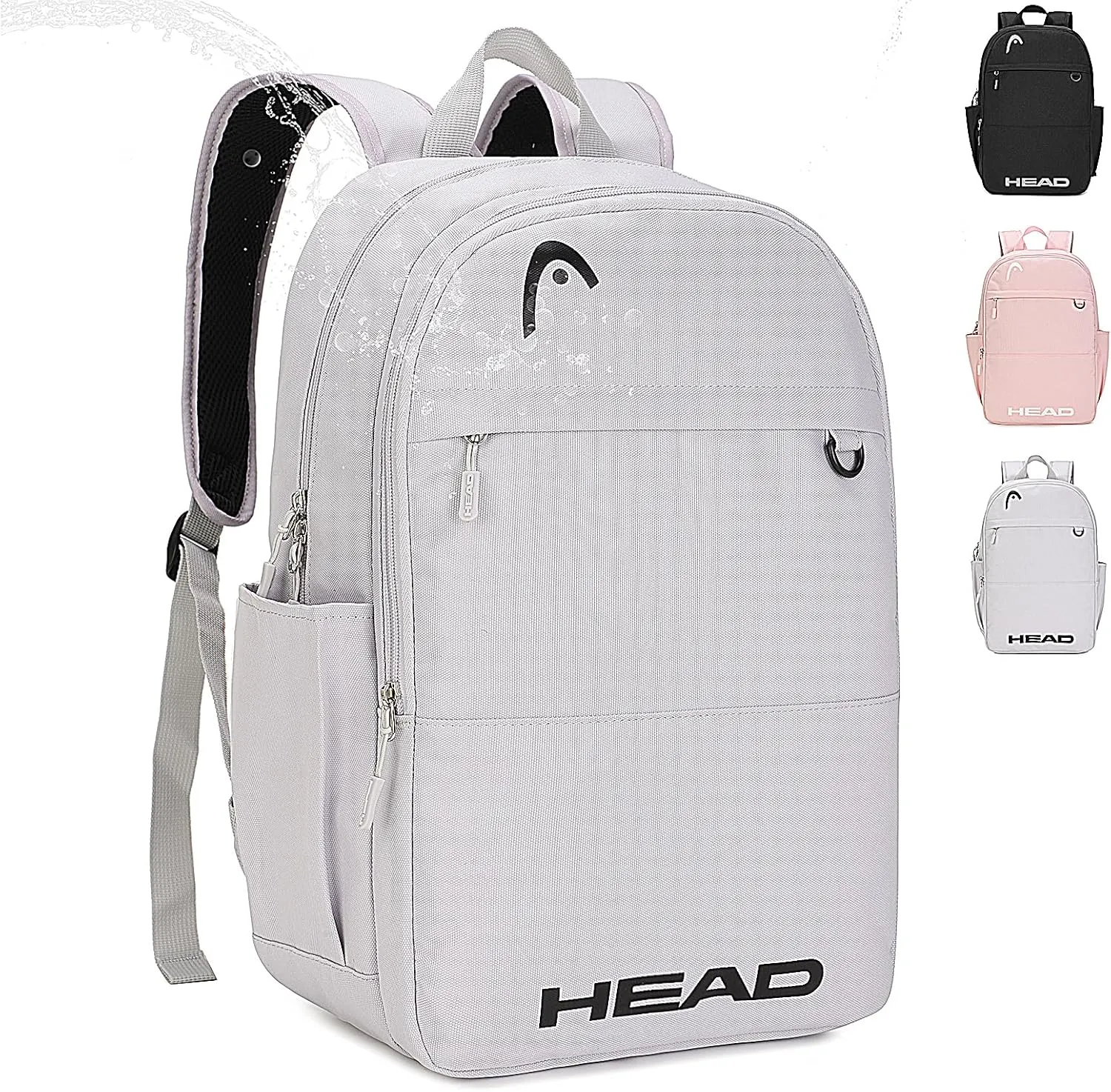HEAD Waterproof Travel Backpack for Women & Men, Lightweight Laptop Backpack Computer Bags fits 15.6 inch Notebook, Casual Daypack College Backpacks for Weekender Overnight/Sports Gym/Work/Fitness