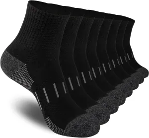 Heatuff Men's Ankle Athletic Socks Quarter Cushion Moisture Wicking Running Sports Work Socks(8 Pairs)