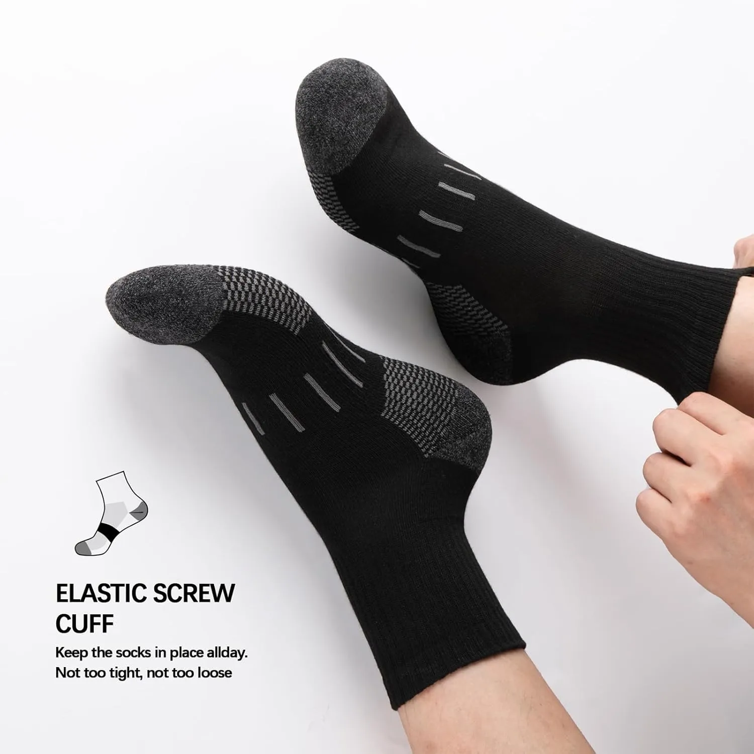 Heatuff Men's Ankle Athletic Socks Quarter Cushion Moisture Wicking Running Sports Work Socks(8 Pairs)