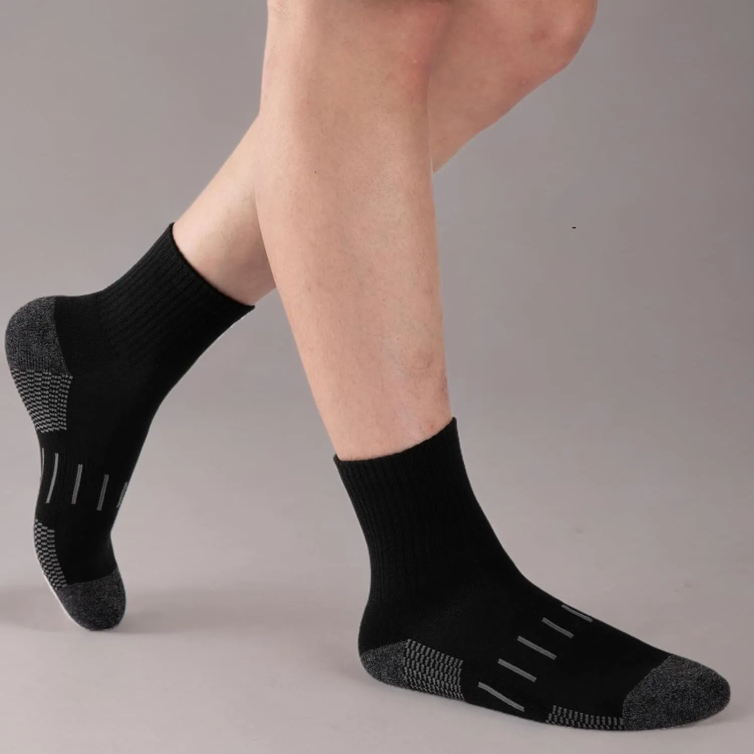 Heatuff Men's Ankle Athletic Socks Quarter Cushion Moisture Wicking Running Sports Work Socks(8 Pairs)