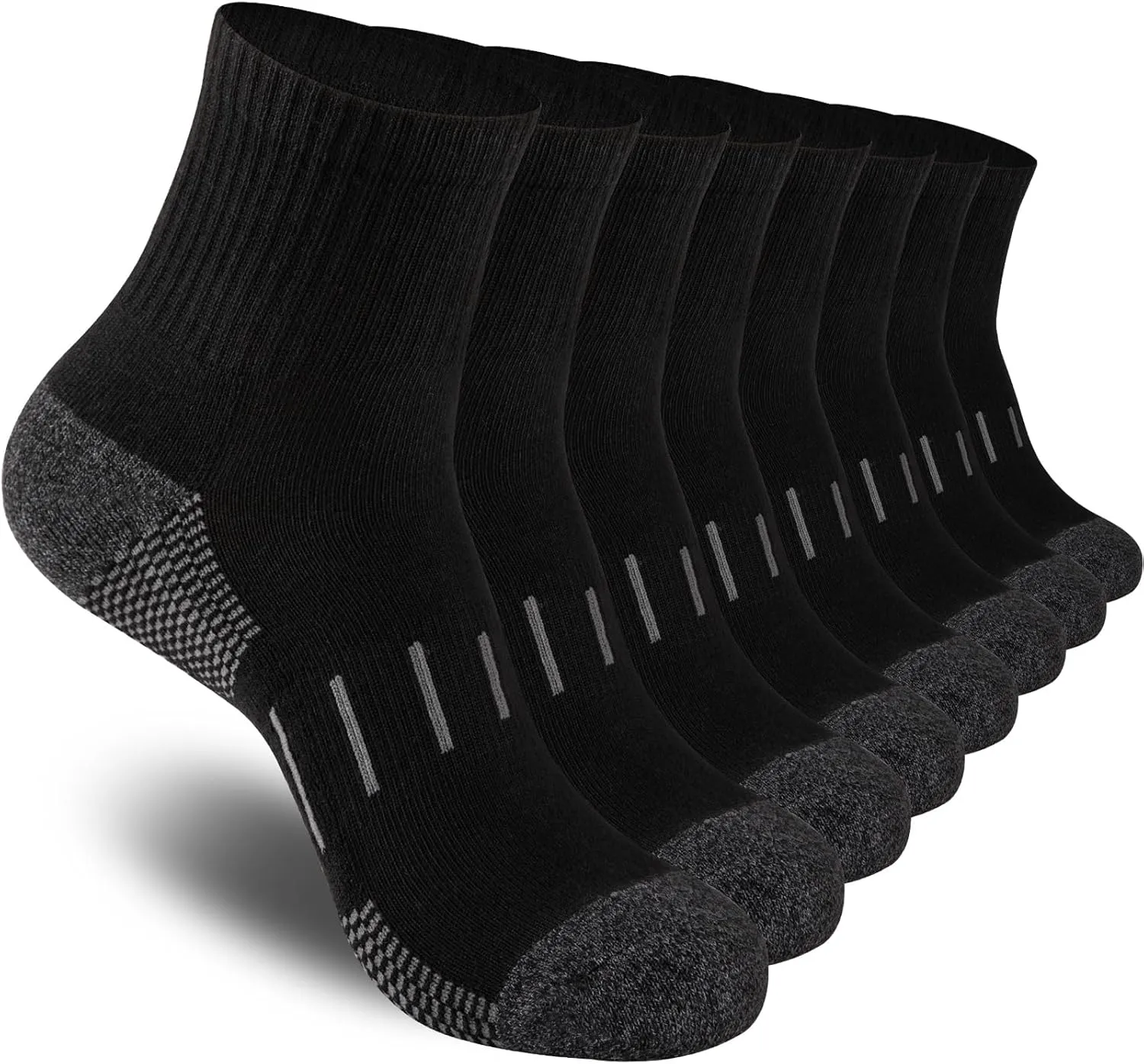 Heatuff Men's Ankle Athletic Socks Quarter Cushion Moisture Wicking Running Sports Work Socks(8 Pairs)