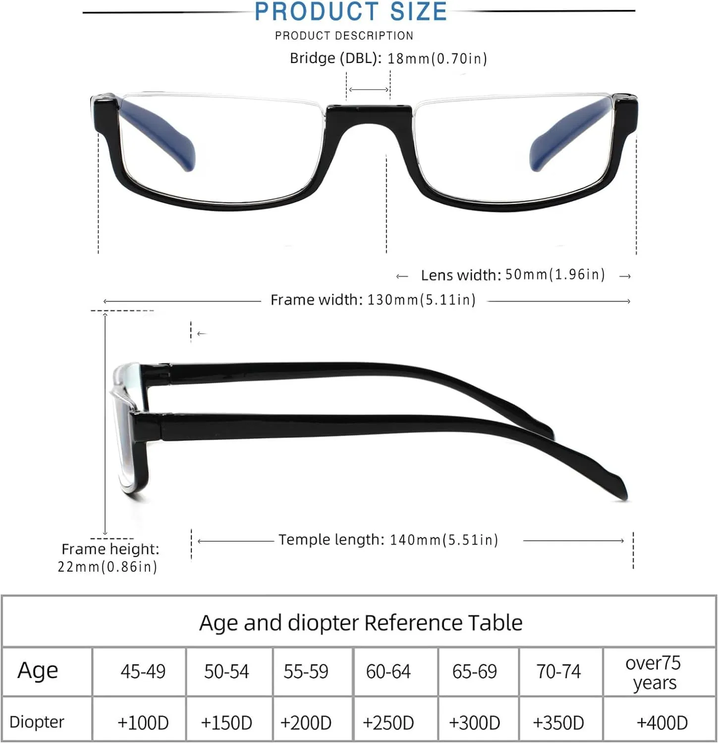 Henotin 4 Pair Reading Glasses for Women Men Readers Half Moon Frame Blue Light Blocking Spring Hinge Eyeglasses(C-mix, 1.50, diopters)