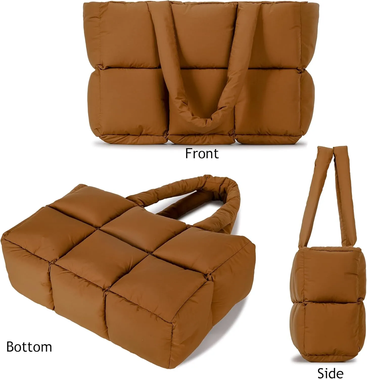Herald Puffer Tote Bag for Women, Large Quilted Puffy Handbag Lightweight Satchel Purse for Work Travel Gym Shop