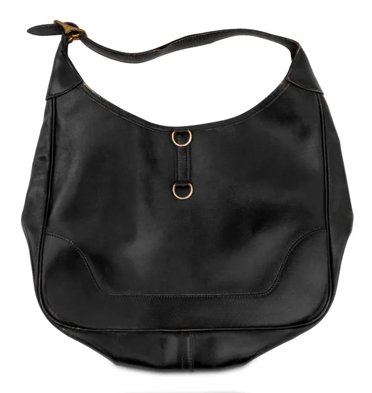 Hermes Black Leather Trim 38 Handbag