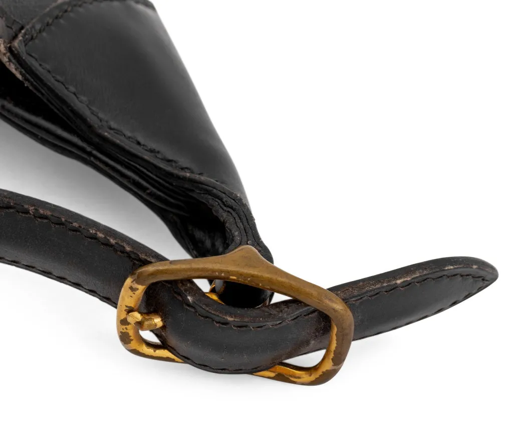 Hermes Black Leather Trim 38 Handbag