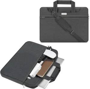 HESTECH 15.6 Inch Laptop Shoulder Bag - Case Sleeve for MacBook Air 15Inch M2/M3, MacBook Pro 16 Inch M3/M4, Acer/HP/Dell/Asus - Black