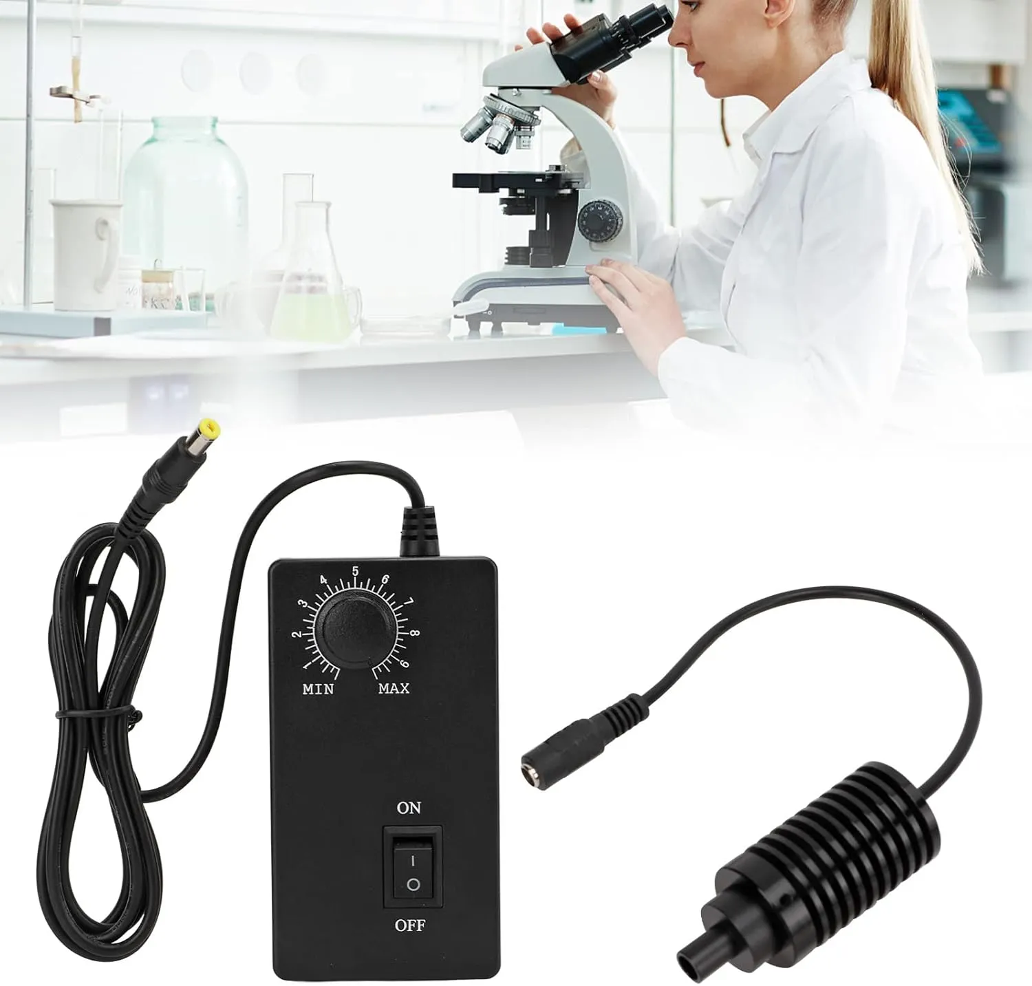 High Brightness Microscope LED Coaxial Light - AC100V-240V, Φ9mm Spot Light for Industrial Microscopes, Fiber Optic Tools and Coaxial Illumination (White, US Plug)