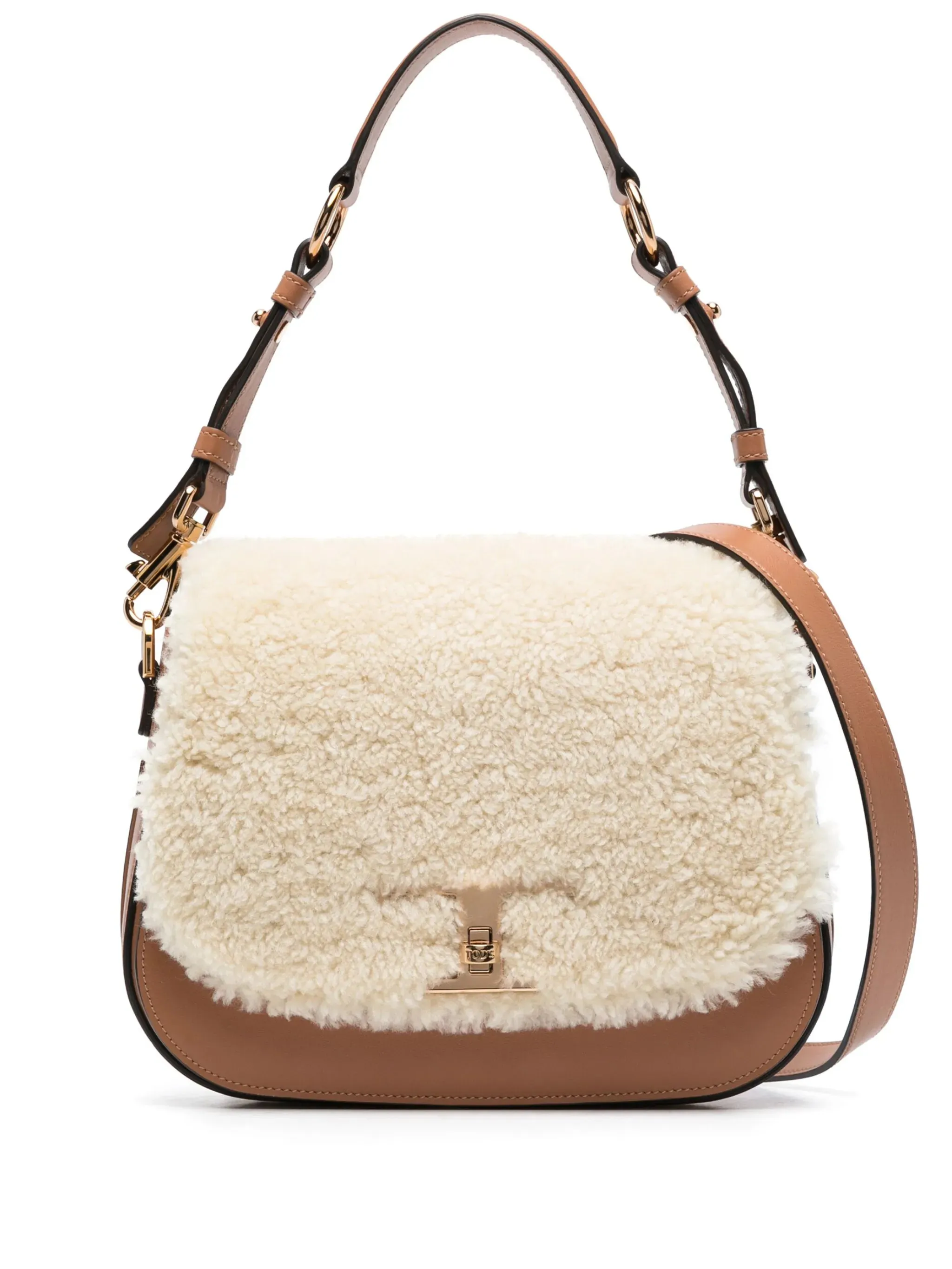 High-capacity bag Luxurious fleece-trim crossbody