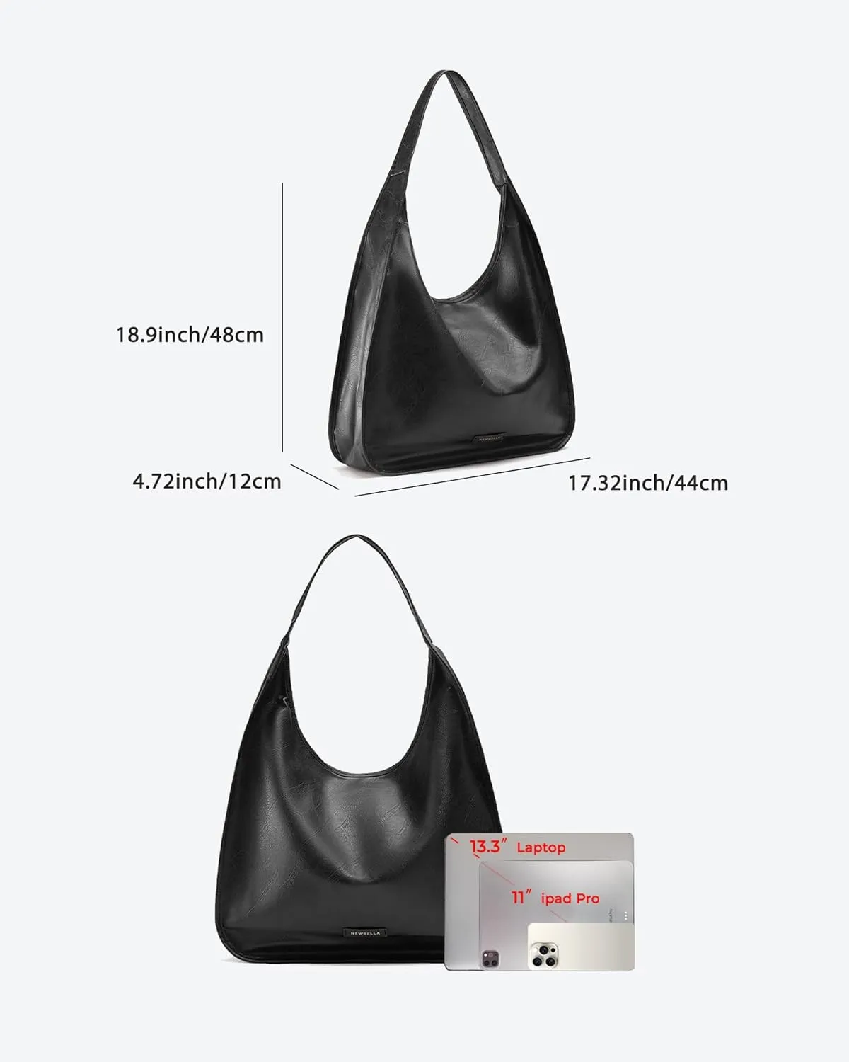 Hobo Purse, PU Leather Shoulder Bag, Tote Handbag for Work and Travel