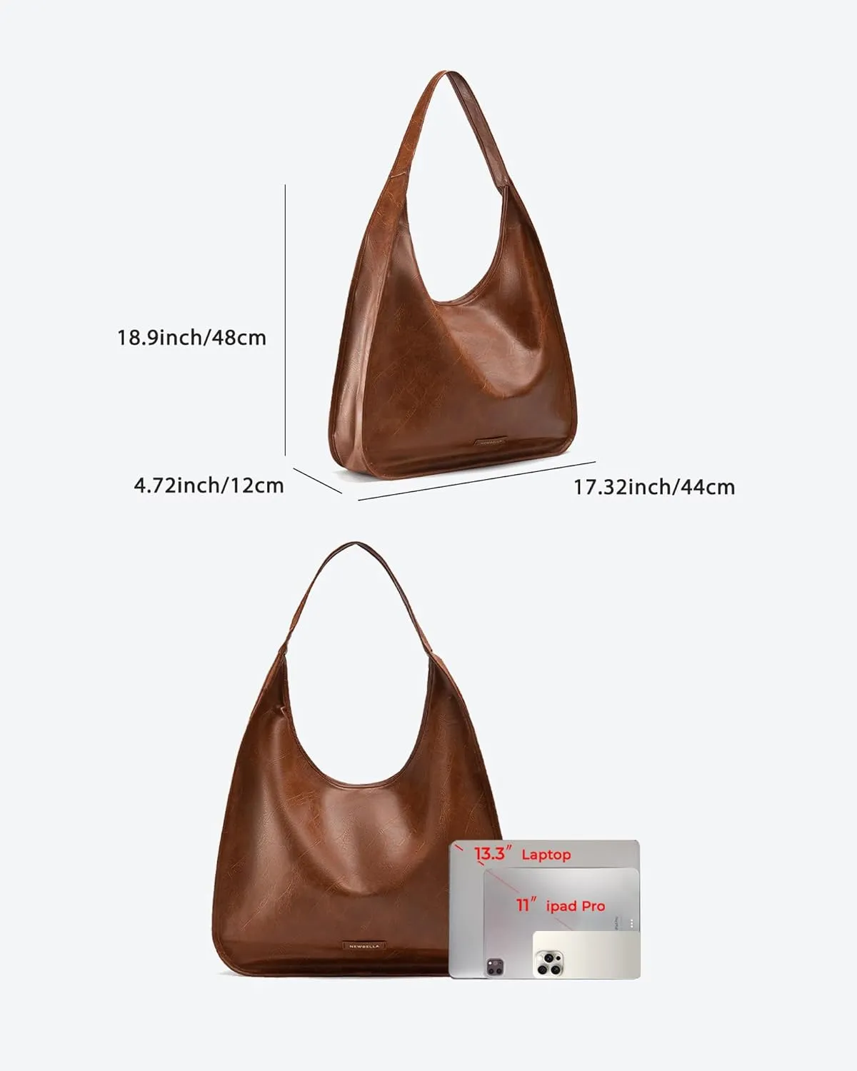 Hobo Purse, PU Leather Shoulder Bag, Tote Handbag for Work and Travel