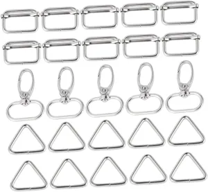 Homoyoyo 1 Set 50pcs Buckle for Key Chains and Handbags Rotary Oval Buckle Triangle Fasteners Durable Silver Hardware for DIY Projects and Crafting