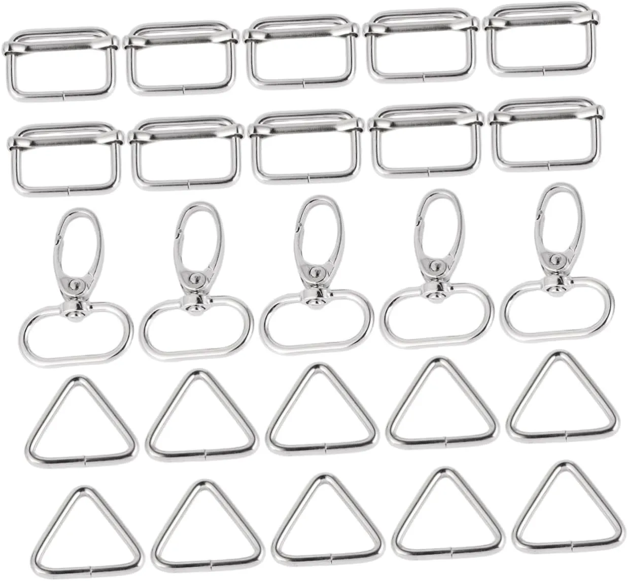 Homoyoyo 1 Set 50pcs Buckle for Key Chains and Handbags Rotary Oval Buckle Triangle Fasteners Durable Silver Hardware for DIY Projects and Crafting