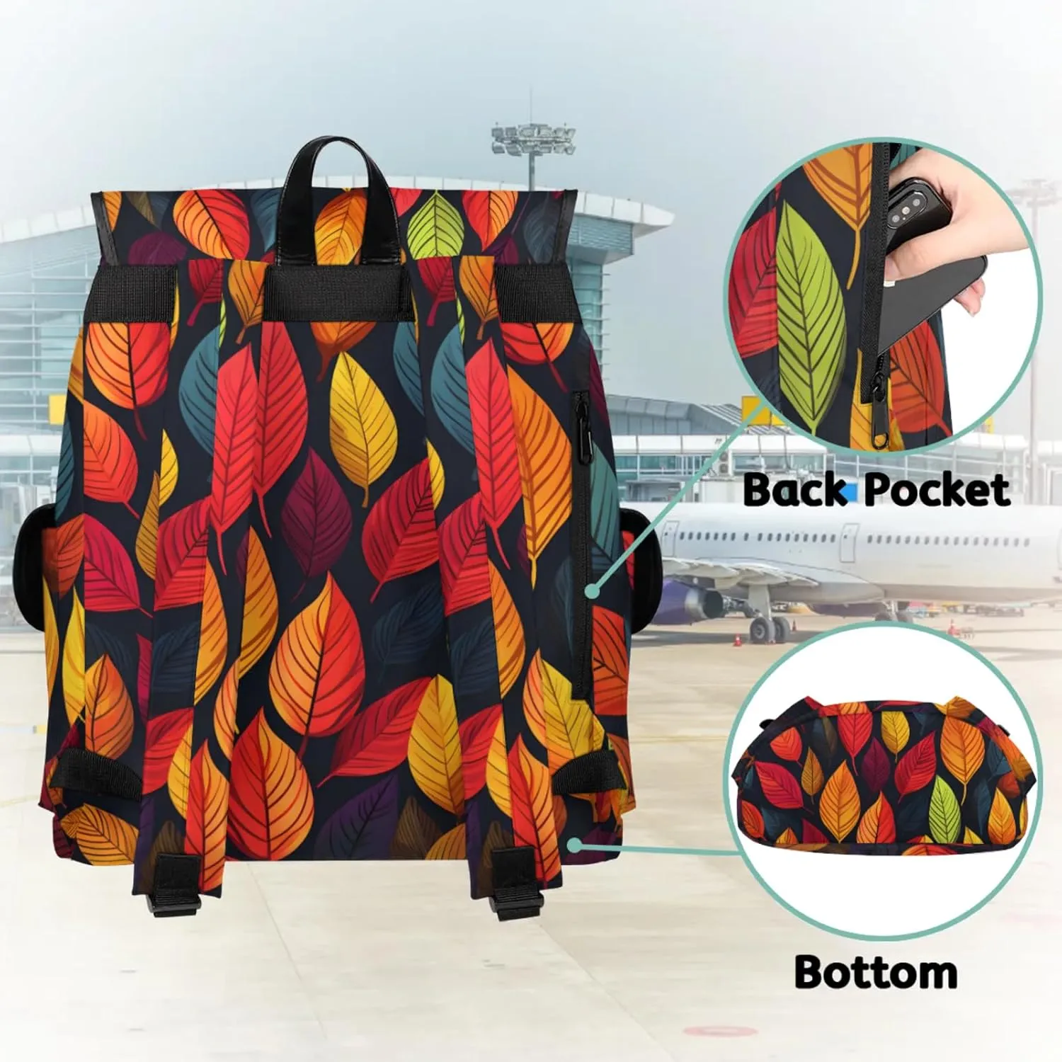 Honeybaby Vintage Waterproof Laptop Backpack for Men/Women Travel Essentials Backpack Expandable Carry On Bag with Anti-Theft Compartment Fits 15" Notebook Fall leaves Themed