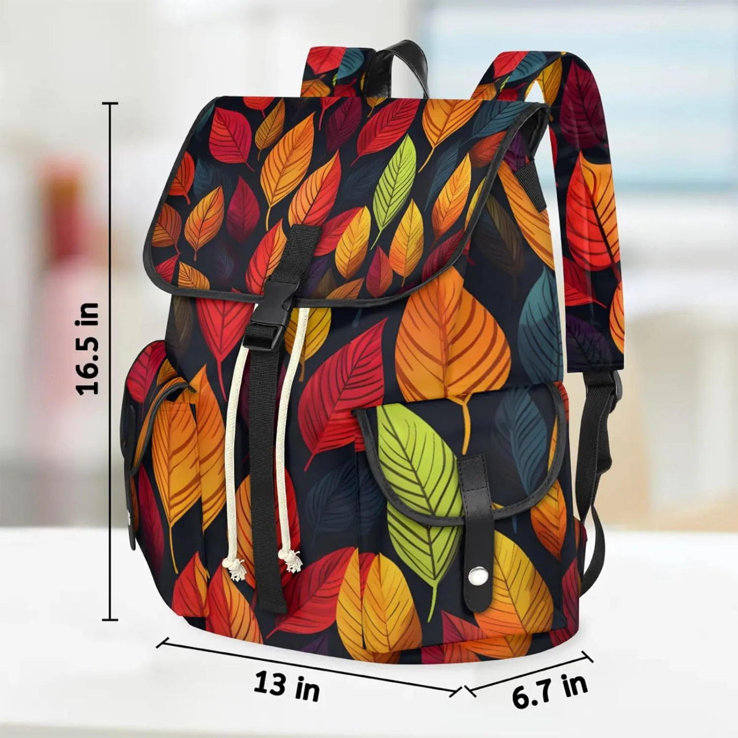 Honeybaby Vintage Waterproof Laptop Backpack for Men/Women Travel Essentials Backpack Expandable Carry On Bag with Anti-Theft Compartment Fits 15" Notebook Fall leaves Themed
